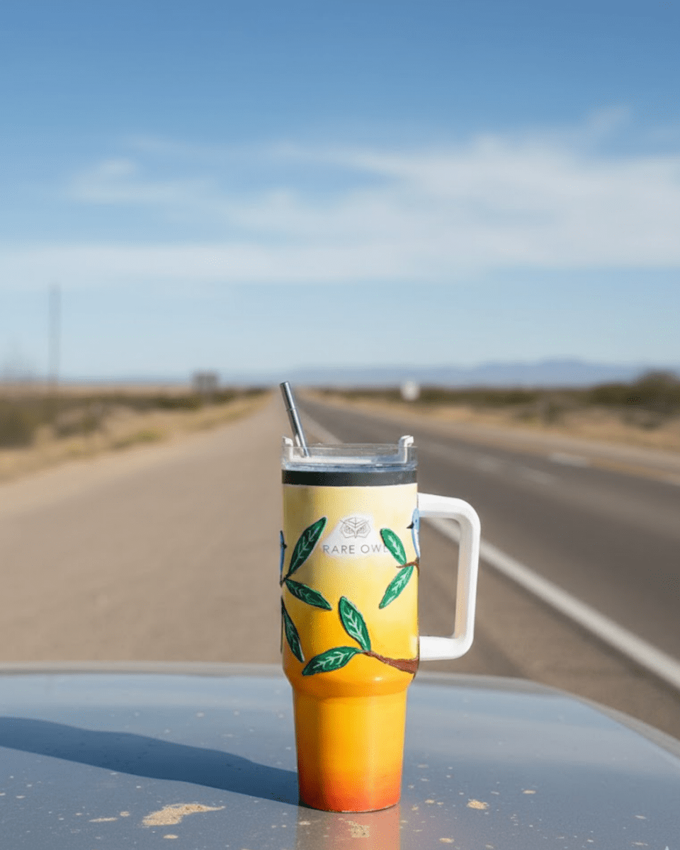 Vibrant Canopy 3D Hand Painted Customized Name Tumbler - Rare Owl