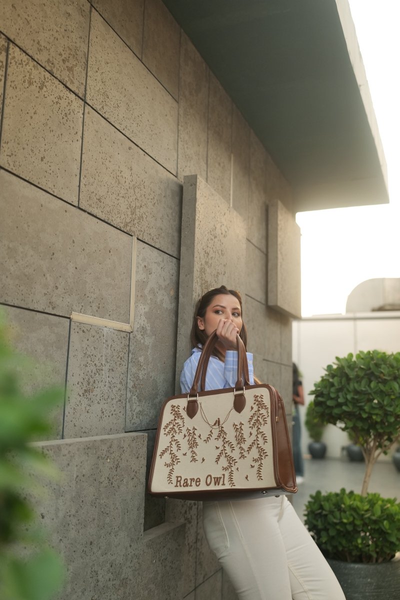 Whispering Vines Customized Embroidery Tote Bag - Rare Owl