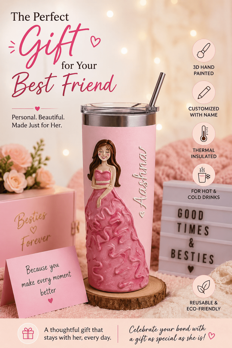 Best Gift for Your Best Friend: A Personalized Pink Princess Tumbler - Rare Owl