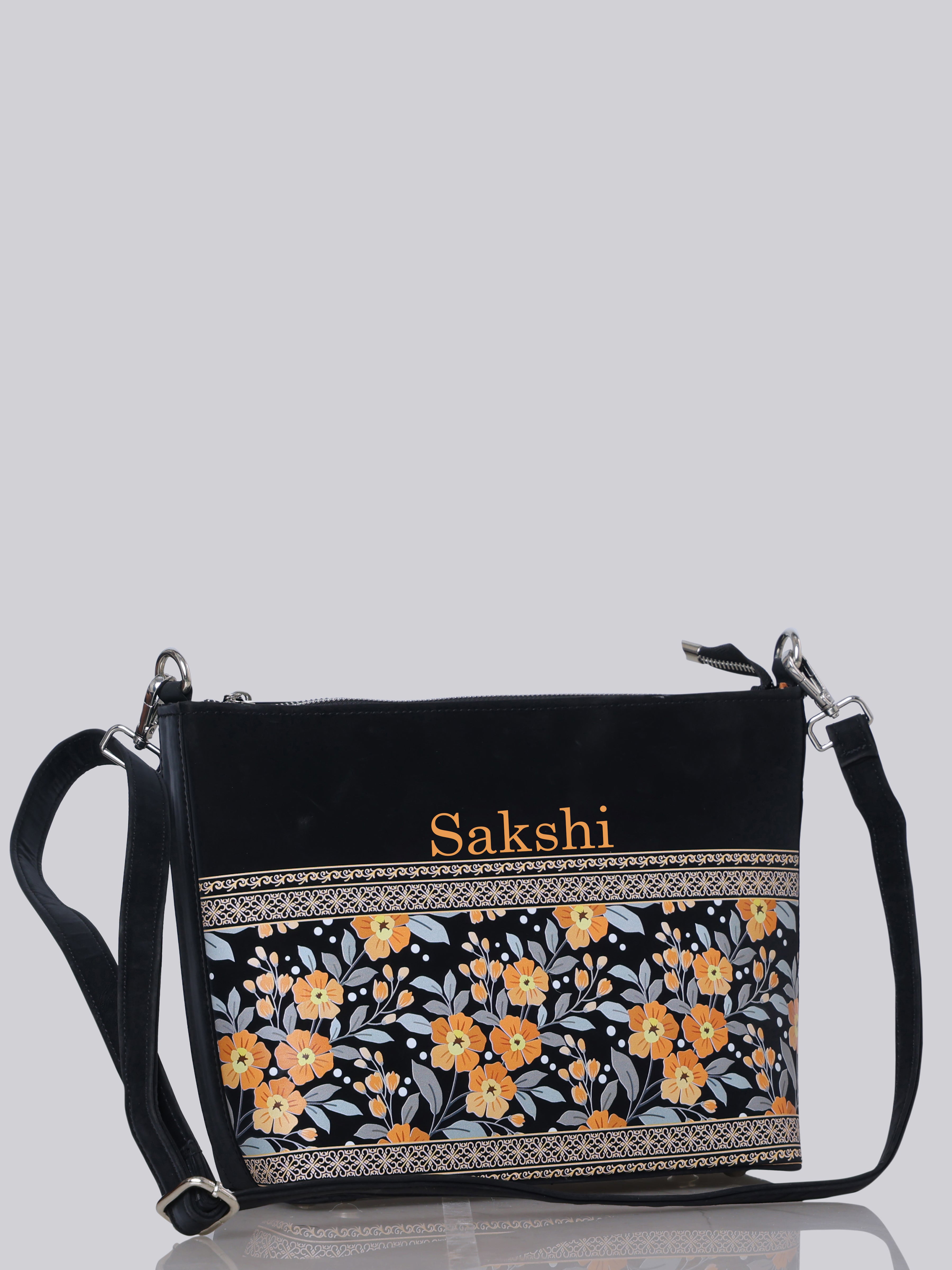 Golden Bloom Customized Name Sling Bag