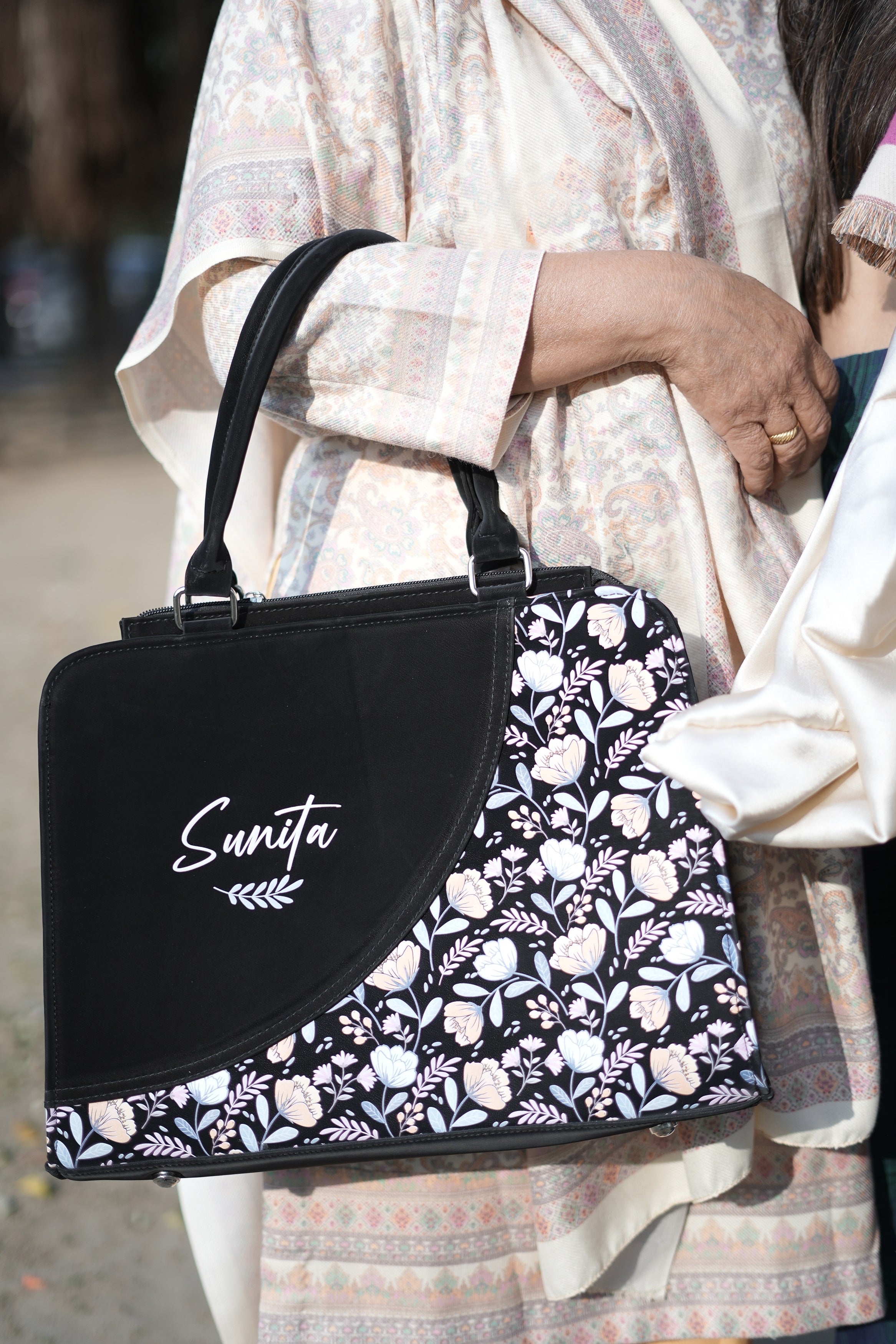 Garden Symphony Customized Name Tote Bag for Women | Rare Curve