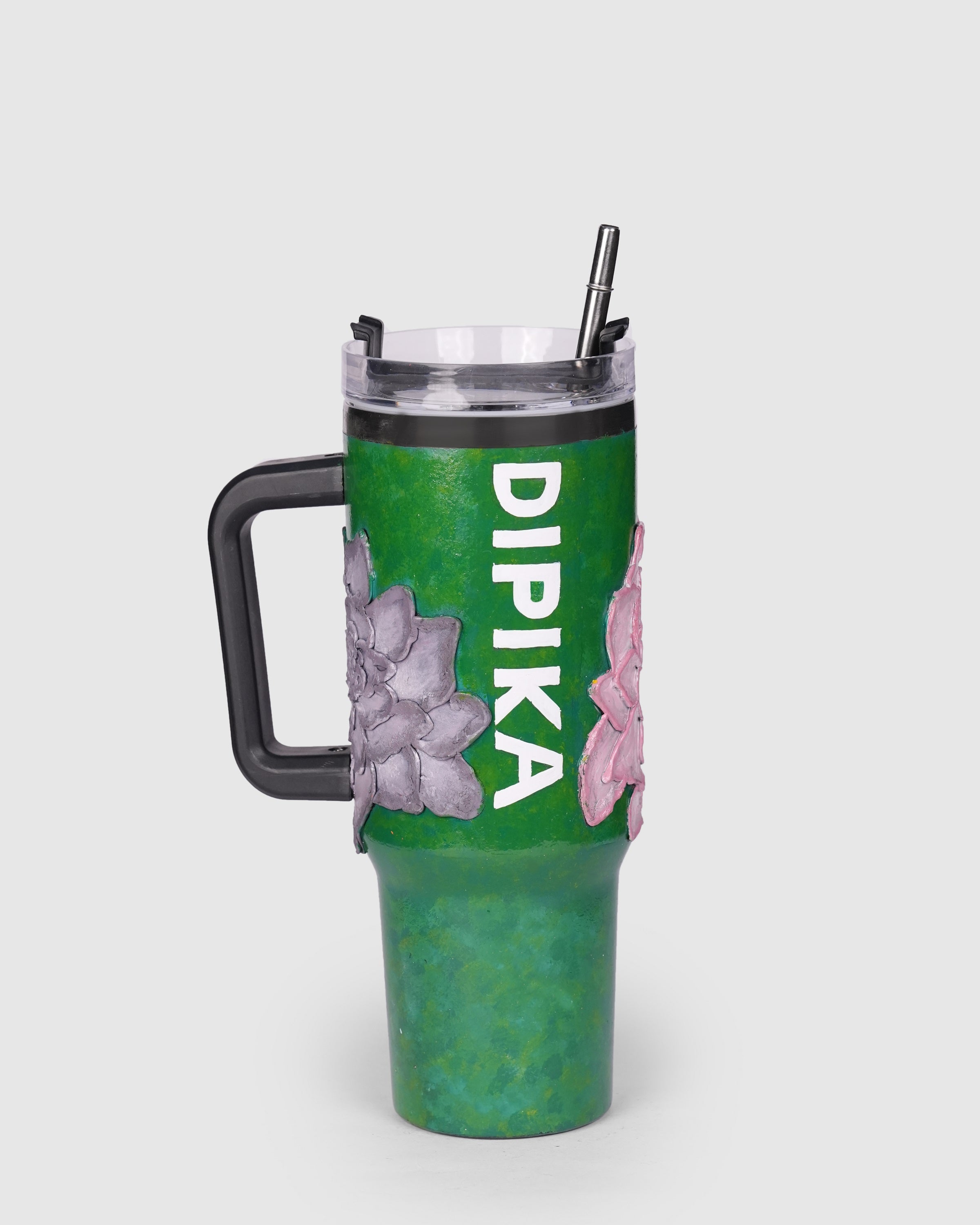 Emerald Green 3D Hand Painted Customized Name Tumbler