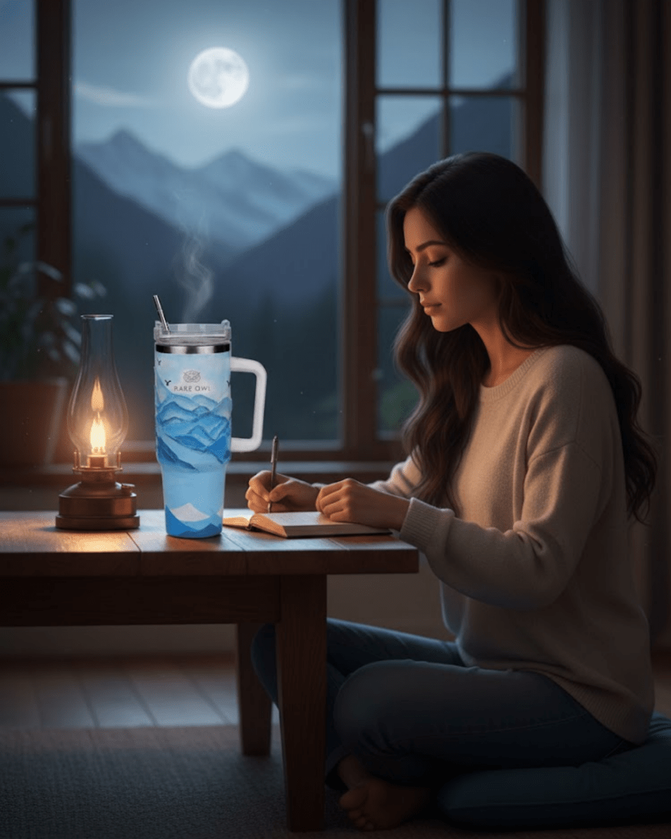 Arctic Glacier 3D Hand Painted Customized Name Tumbler - Rare Owl