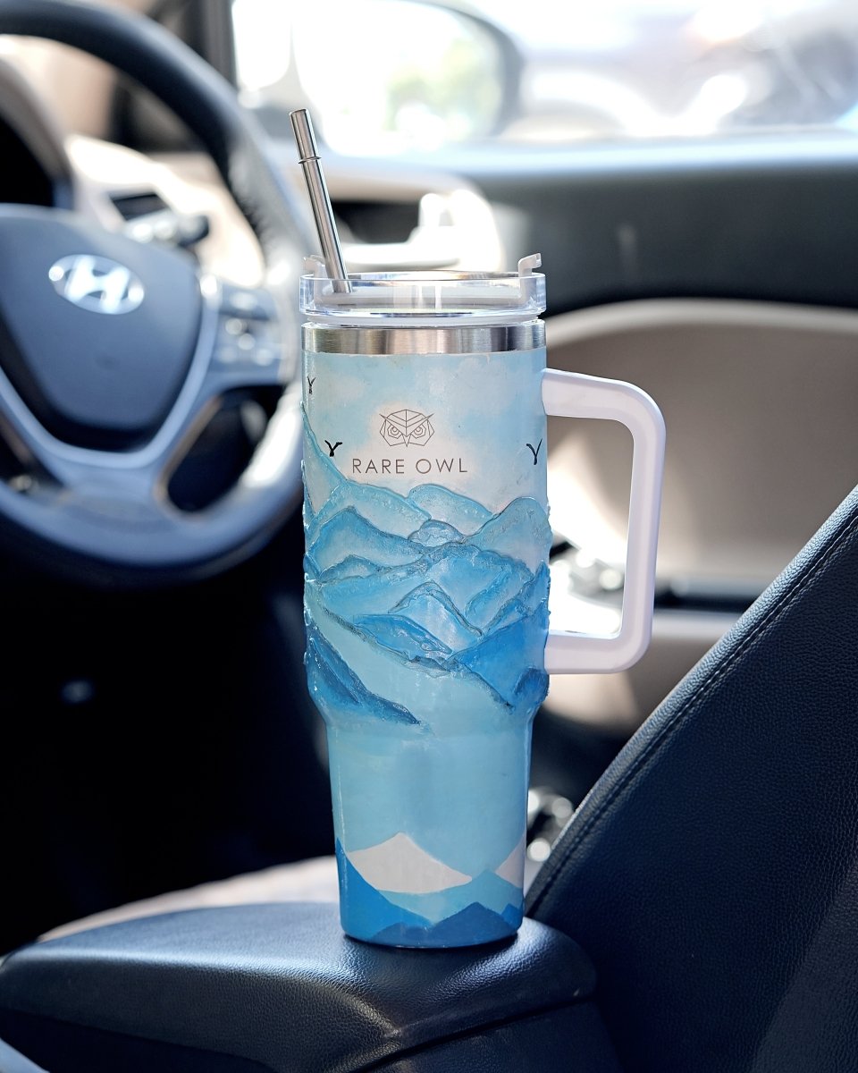 Arctic Glacier 3D Hand Painted Customized Name Tumbler - Rare Owl