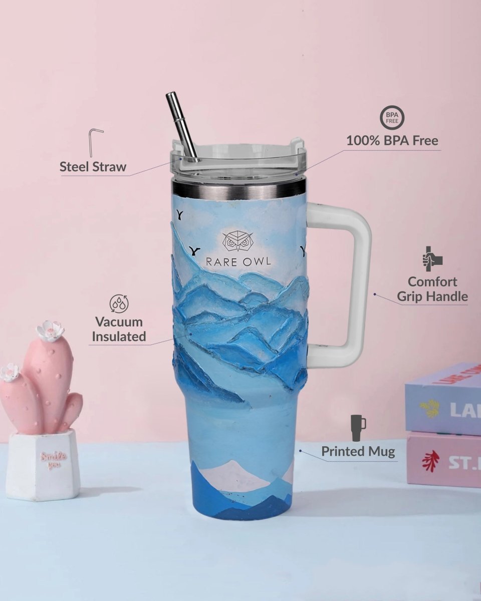 Arctic Glacier 3D Hand Painted Customized Name Tumbler - Rare Owl