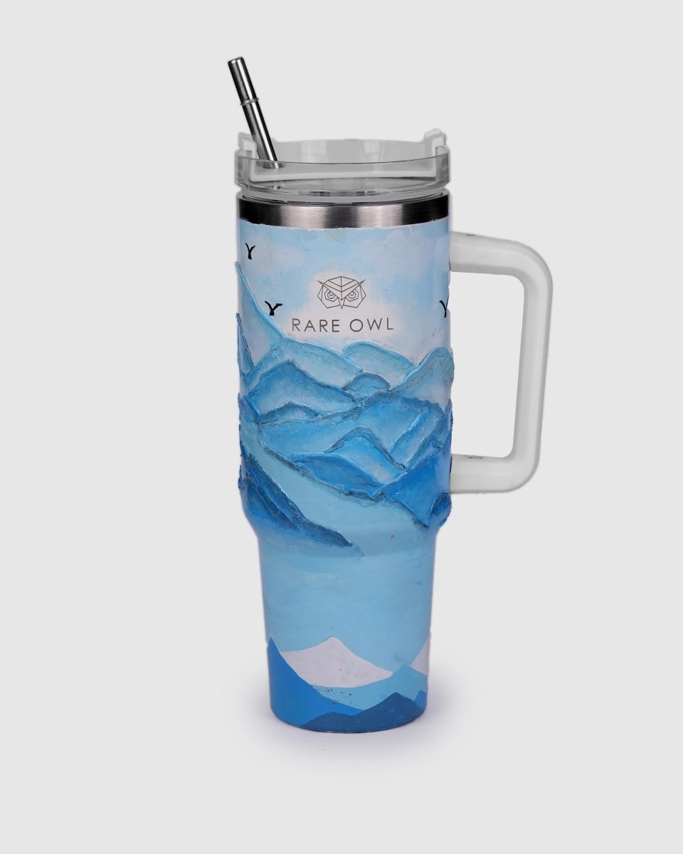 Arctic Glacier 3D Hand Painted Customized Name Tumbler - Rare Owl