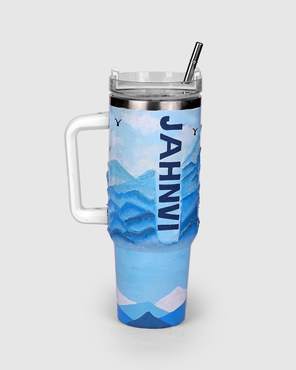 Arctic Glacier 3D Hand Painted Customized Name Tumbler - Rare Owl