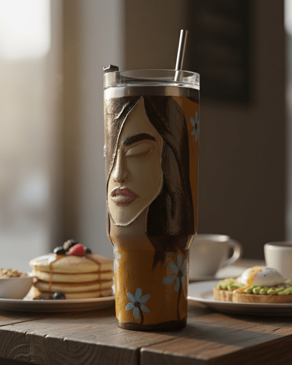 Artistry Face 3D Hand Painted Customized Name Tumbler - Rare Owl