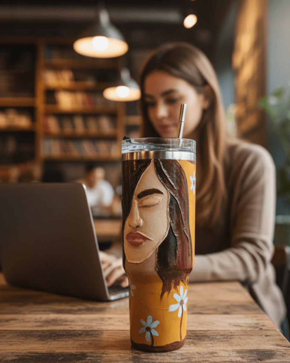 Artistry Face 3D Hand Painted Customized Name Tumbler - Rare Owl