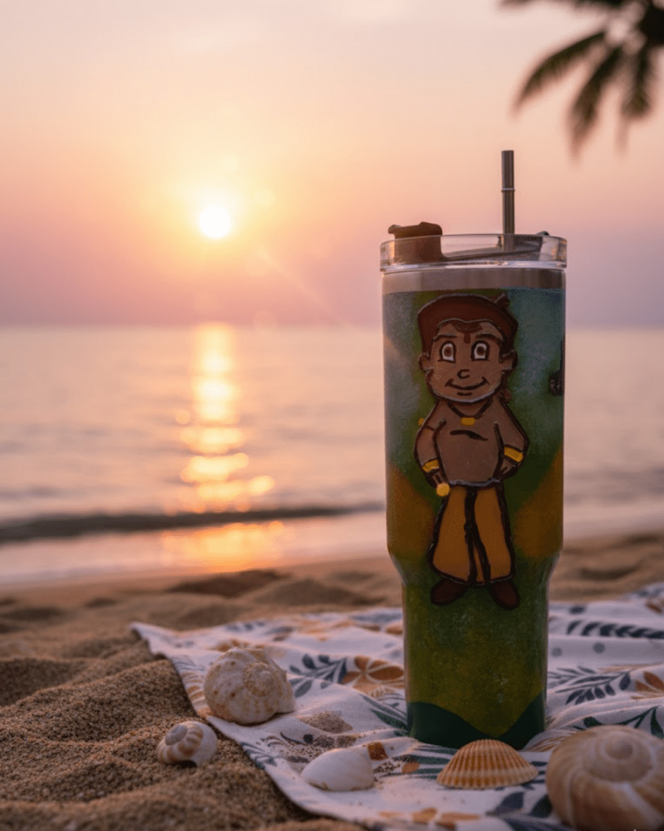 Bheem Adventure 3D Hand Painted Customized Name Tumbler - Rare Owl