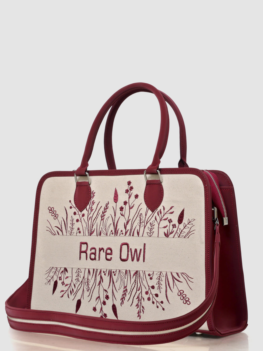 Botanic Bliss Customized Embroidery Tote Bag - Rare Owl