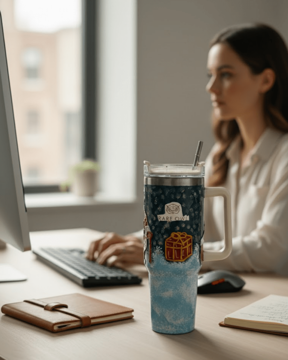 Christmas Magic 3D Hand Painted Customized Name Tumbler - Rare Owl