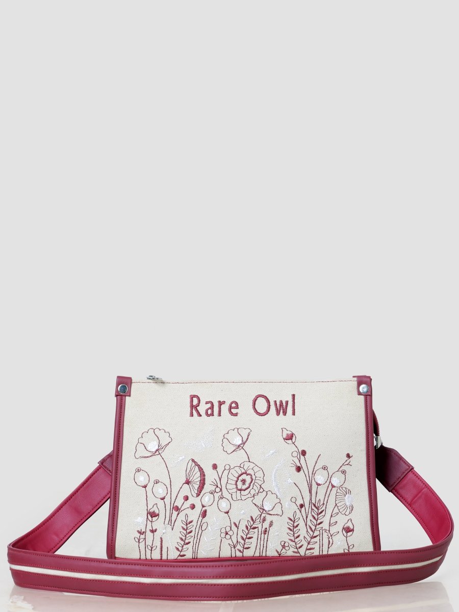 Crimson Bloom Curve Sling Bag - Rare Owl