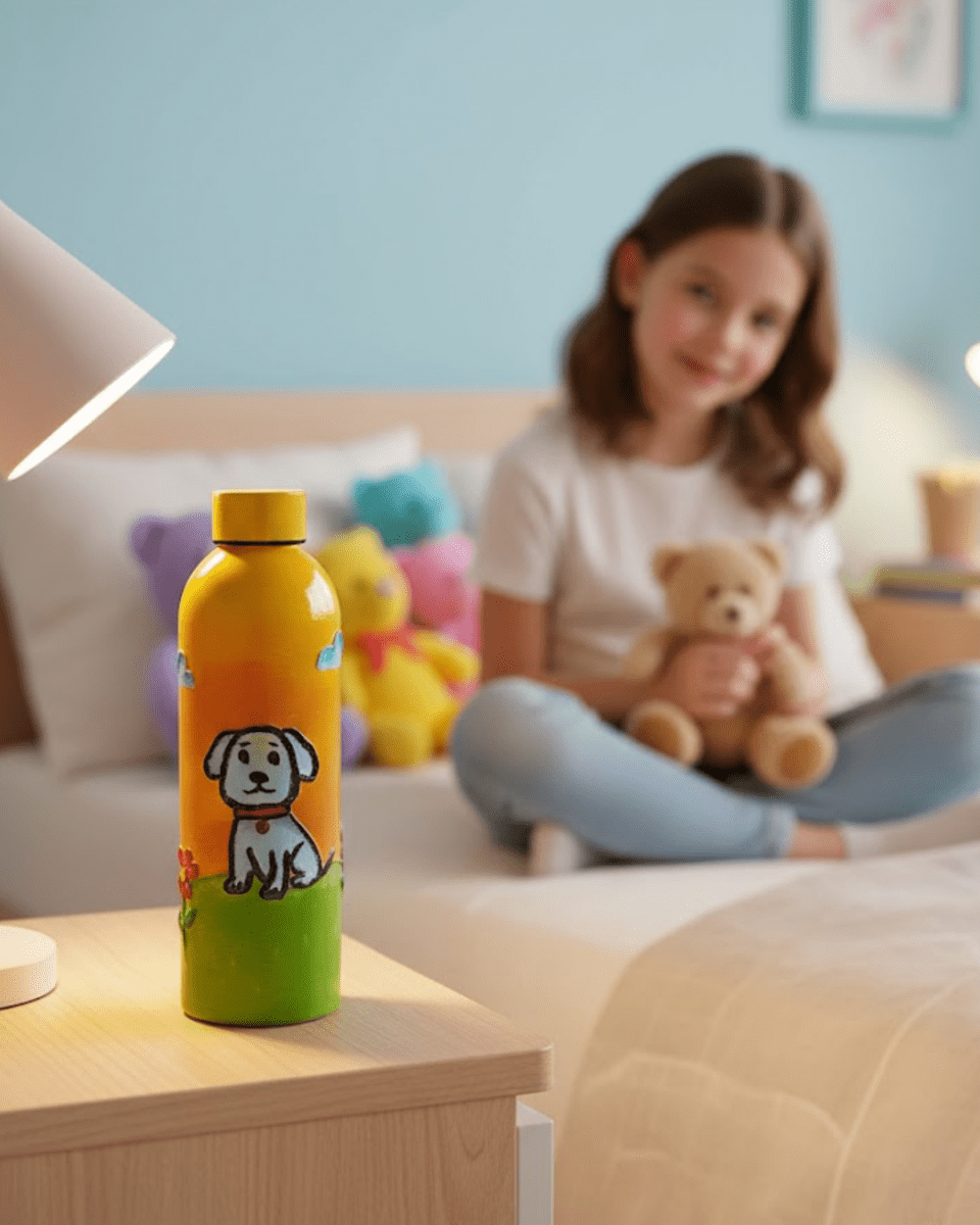 Cute Puppy Inspired Customized 3D Hand Painted Kids Bottle – 500ml - Rare Owl