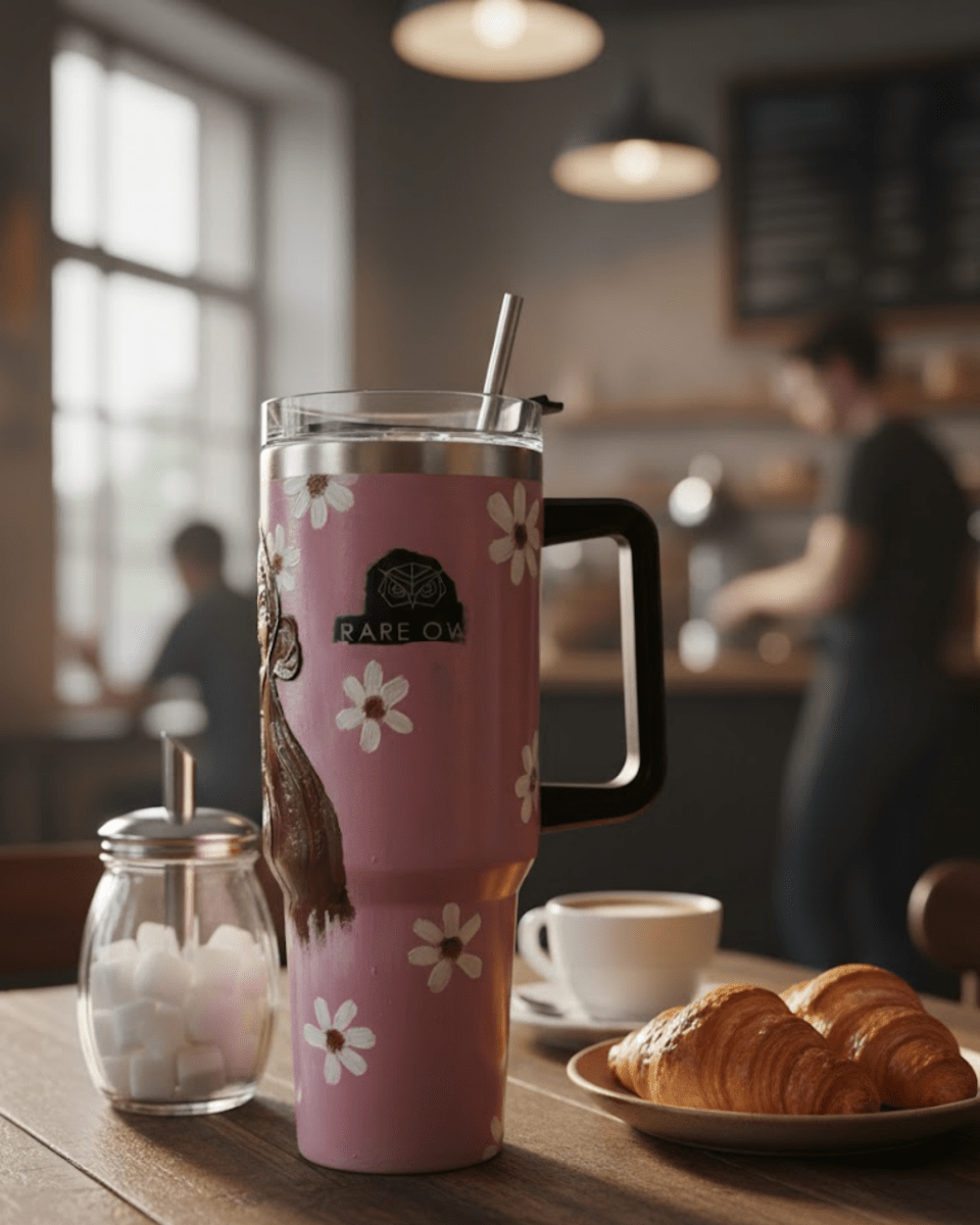 Dreamy Girl 3D Hand Painted Customized Name Tumbler - Rare Owl