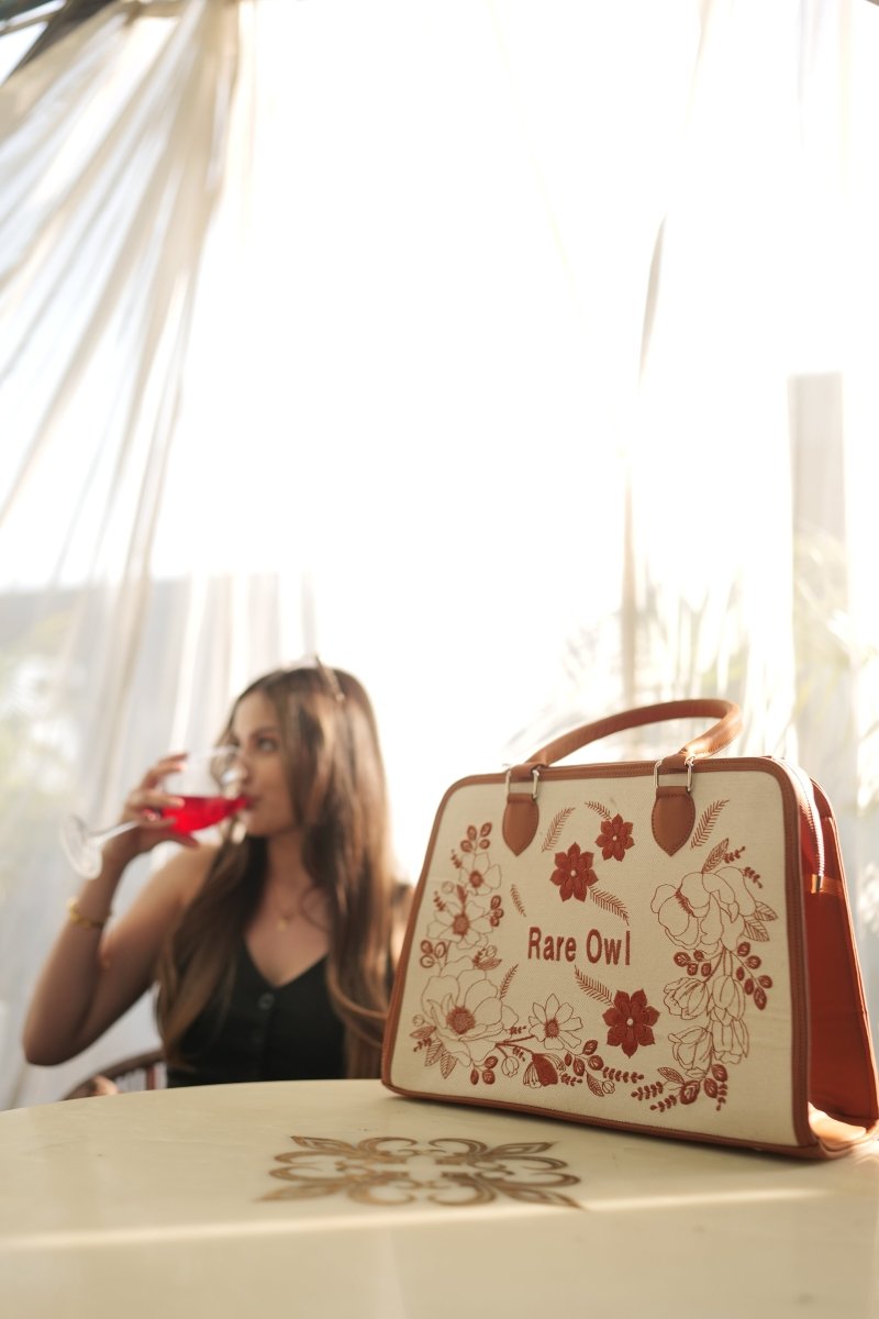 Earthy Elegance Customized Embroidery Tote Bag - Rare Owl