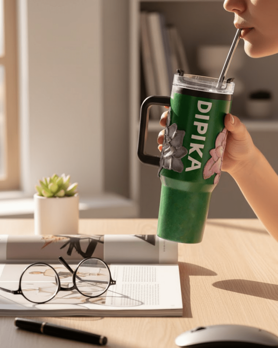 Emerald Green 3D Hand Painted Customized Name Tumbler - Rare Owl