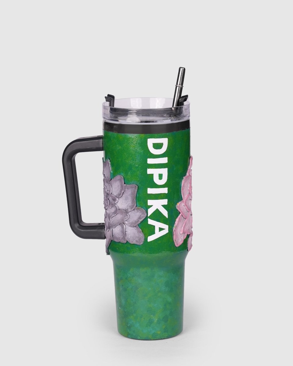 Emerald Green 3D Hand Painted Customized Name Tumbler - Rare Owl