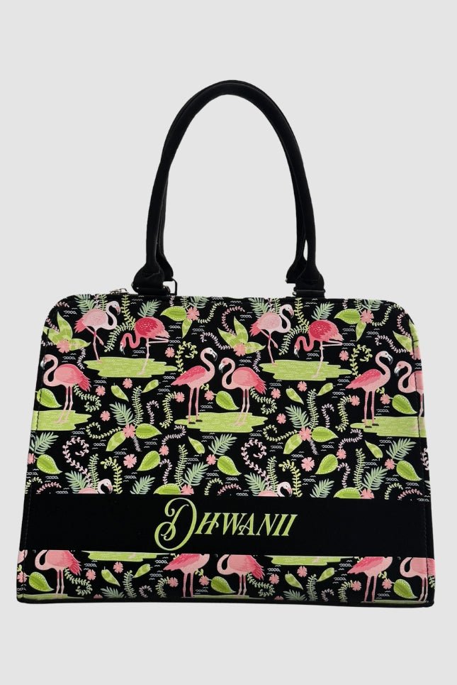 Flamingo Fiesta Customized Name Tote Bag for Women | Rare Canvas - Rare Owl