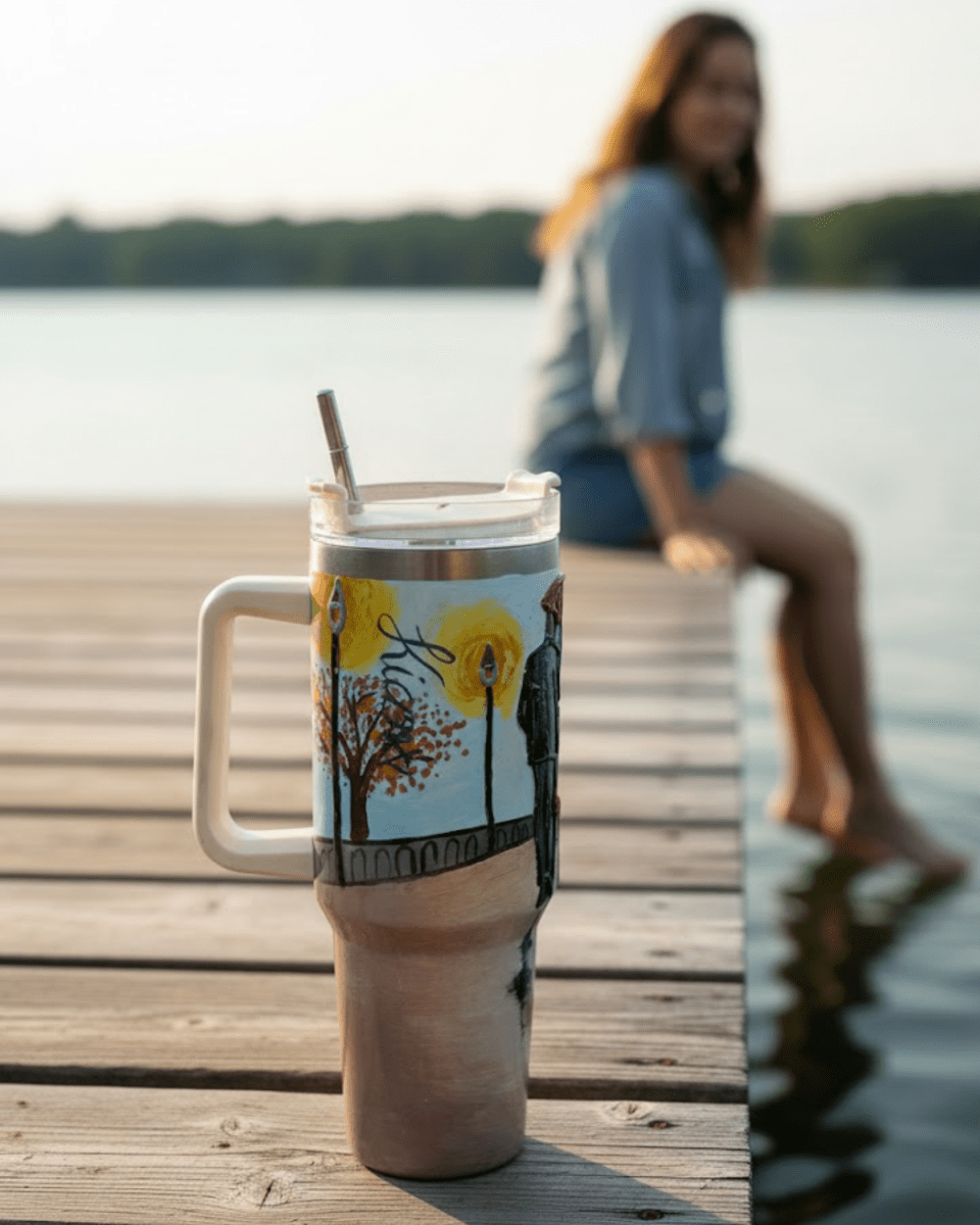 Golden Walk 3D Hand Painted Customized Name Tumbler - Rare Owl