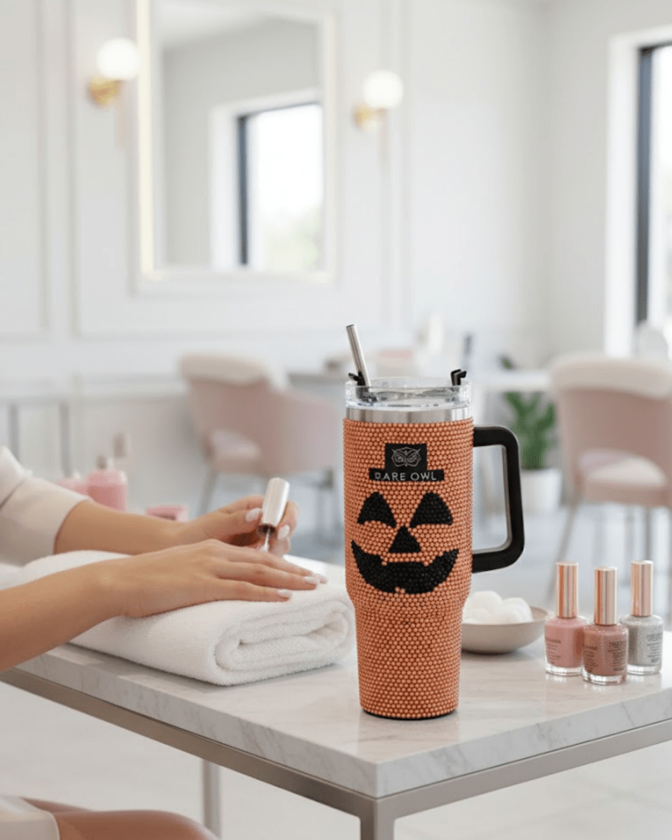 Halloween Glow Handmade Rhinestone Customized Name Tumbler - Rare Owl