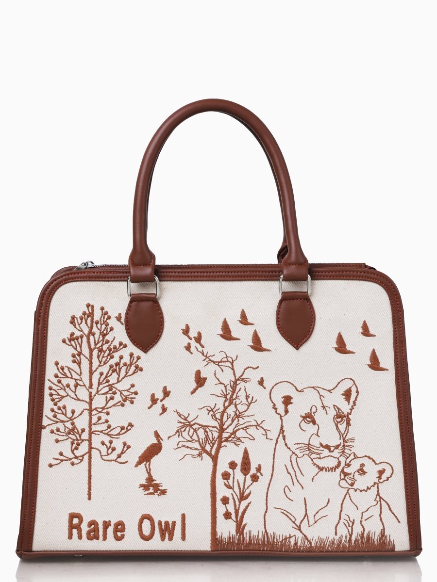 Savanna Majesty Customized Embroidery Tote Bag - Rare Owl
