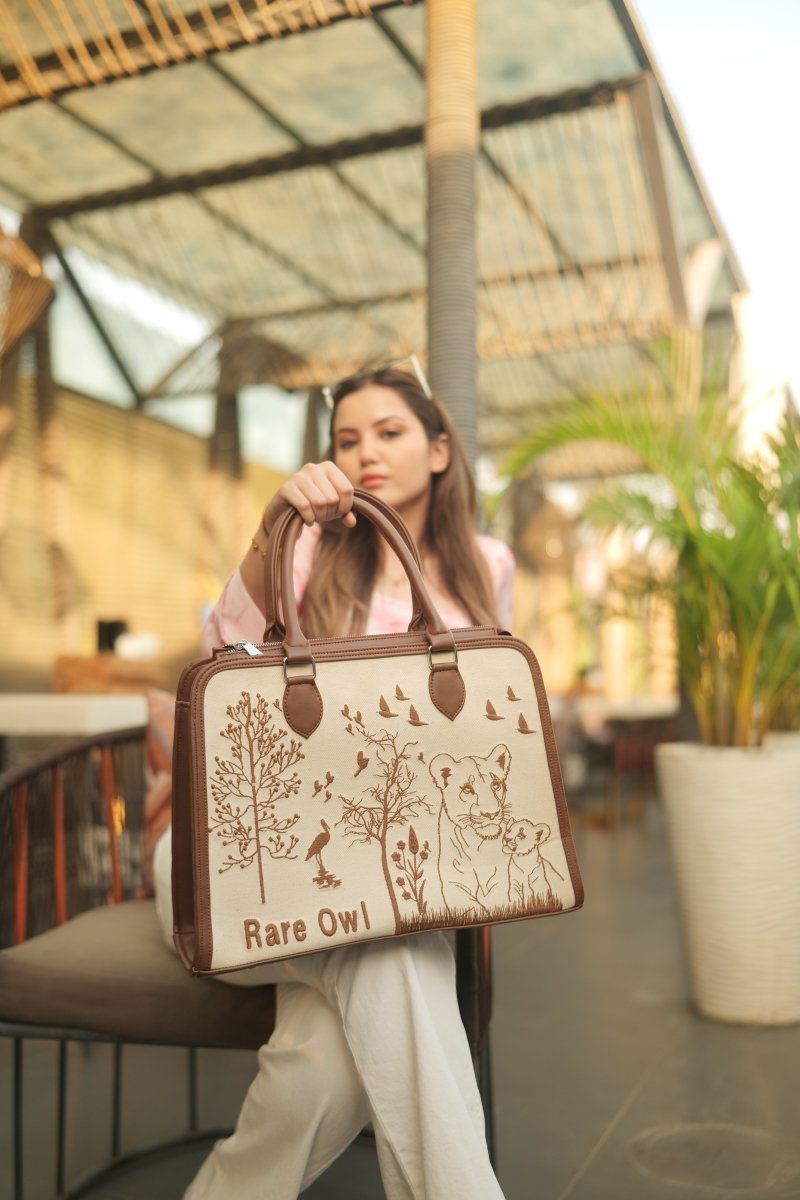 Savanna Majesty Customized Embroidery Tote Bag - Rare Owl