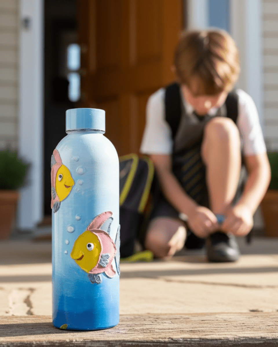 Splashy Fish Inspired Customized 3D Hand Painted Kids Bottle – 500ml - Rare Owl