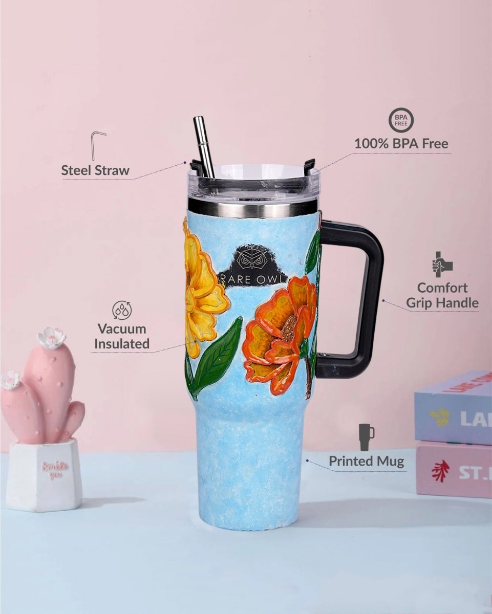 Spring Bloom 3D Hand Painted Customized Name Tumbler - Rare Owl