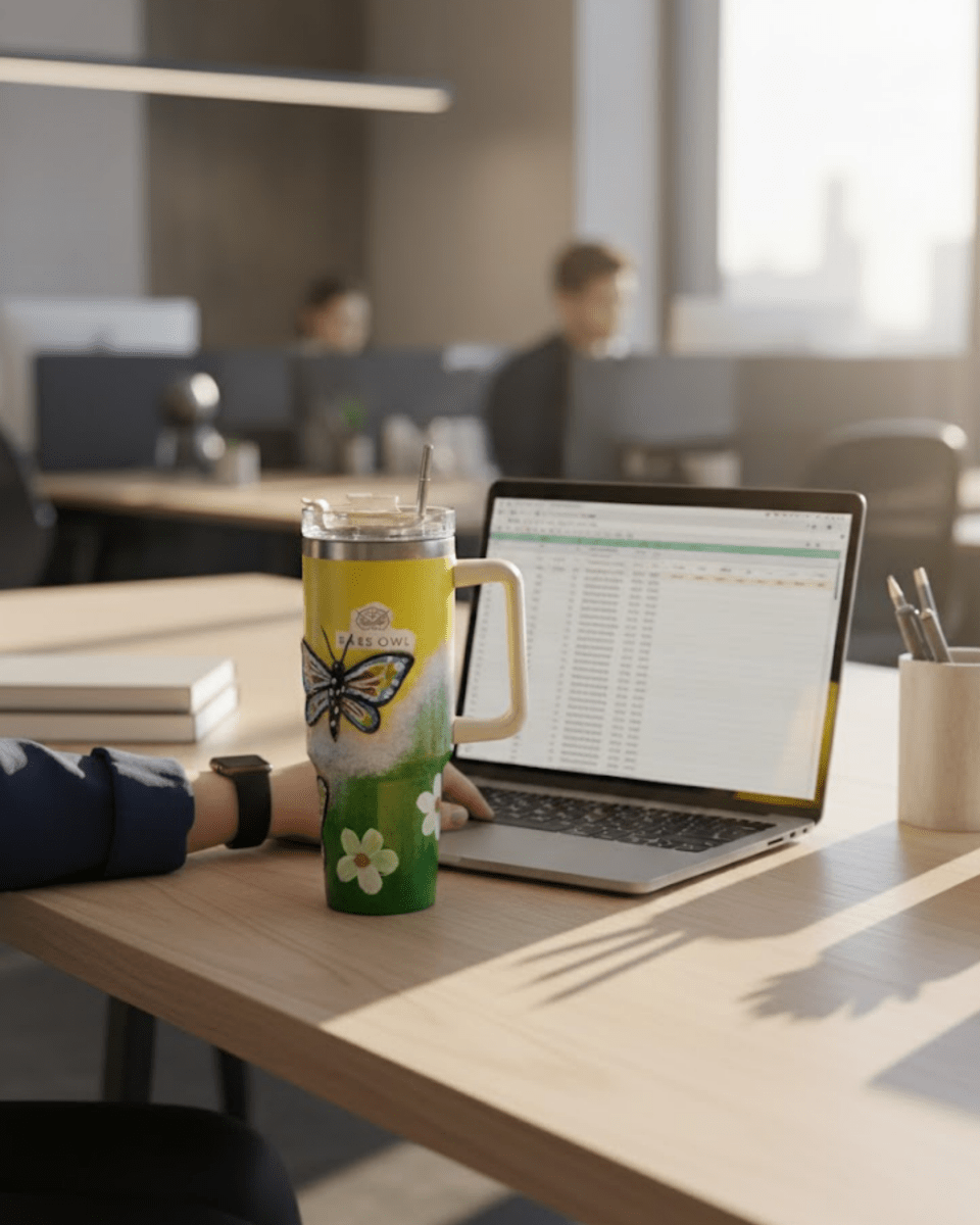 Spring Butterfly 3D Hand Painted Customized Name Tumbler - Rare Owl