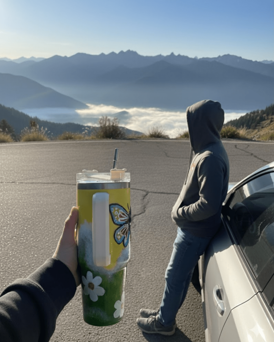 Spring Butterfly 3D Hand Painted Customized Name Tumbler - Rare Owl