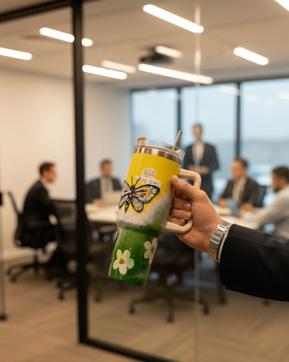 Spring Butterfly 3D Hand Painted Customized Name Tumbler - Rare Owl