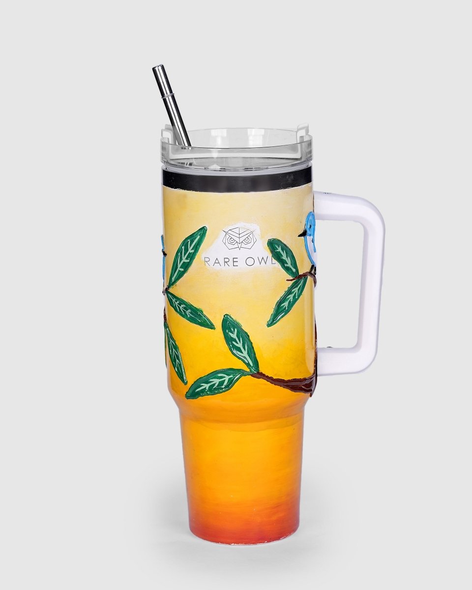 Vibrant Canopy 3D Hand Painted Customized Name Tumbler - Rare Owl