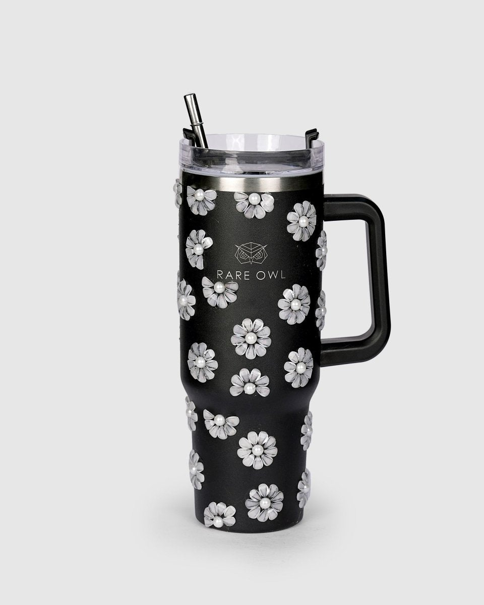 Victorian Bloom Handmade Rhinestone Customized Name Tumbler - Rare Owl